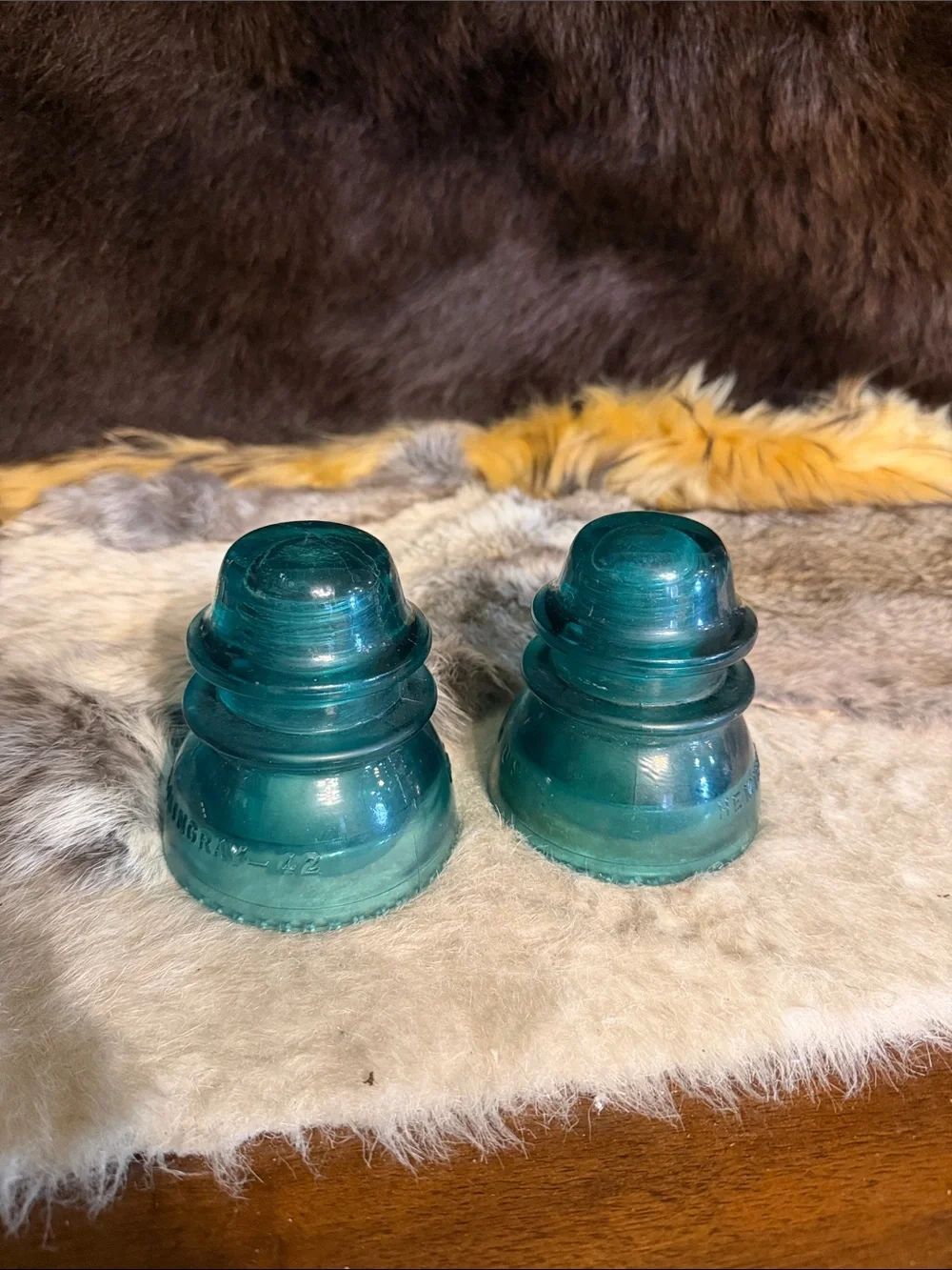 Teal Glass Insulator Pair - Home Accents (5240)